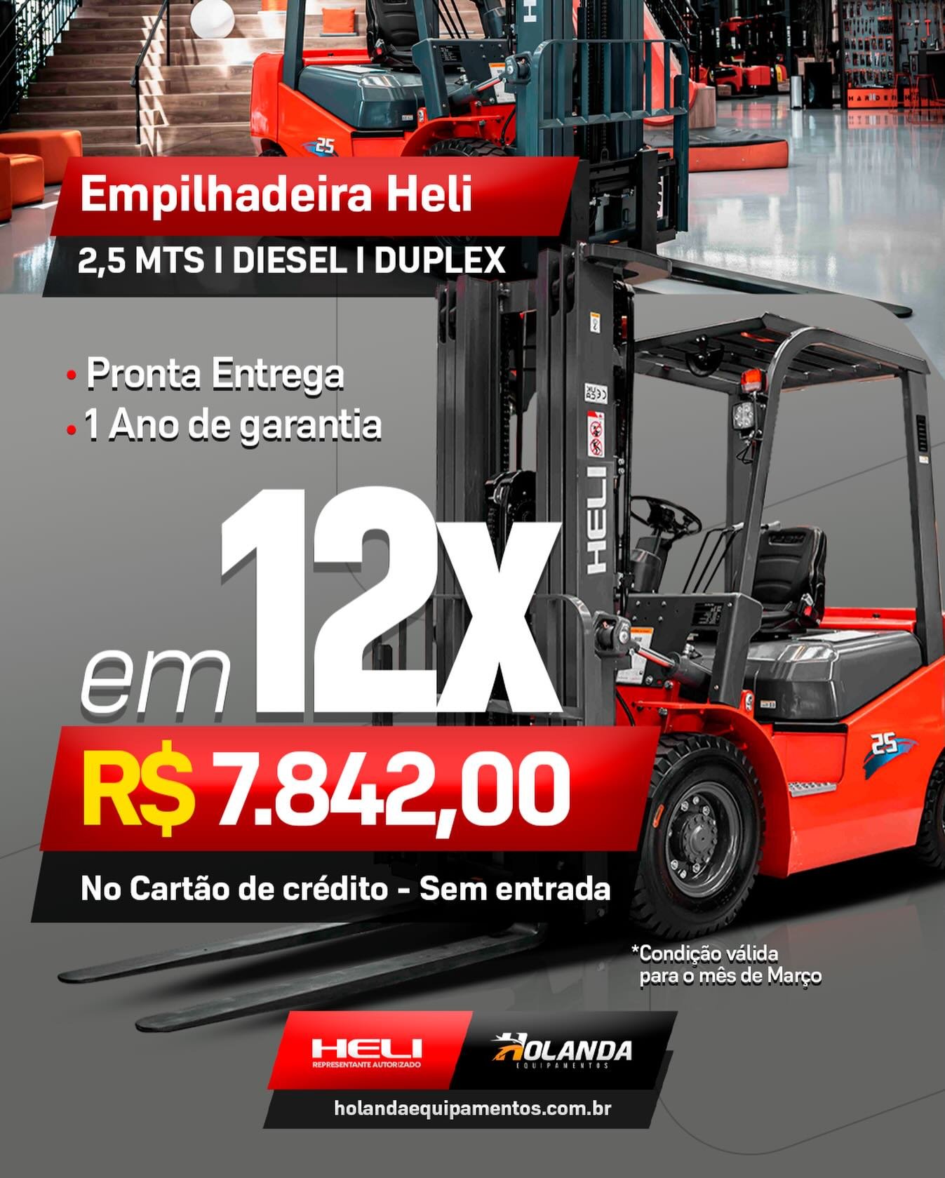 Empilhadeira HELI 2,5 TON Diesel Duplex