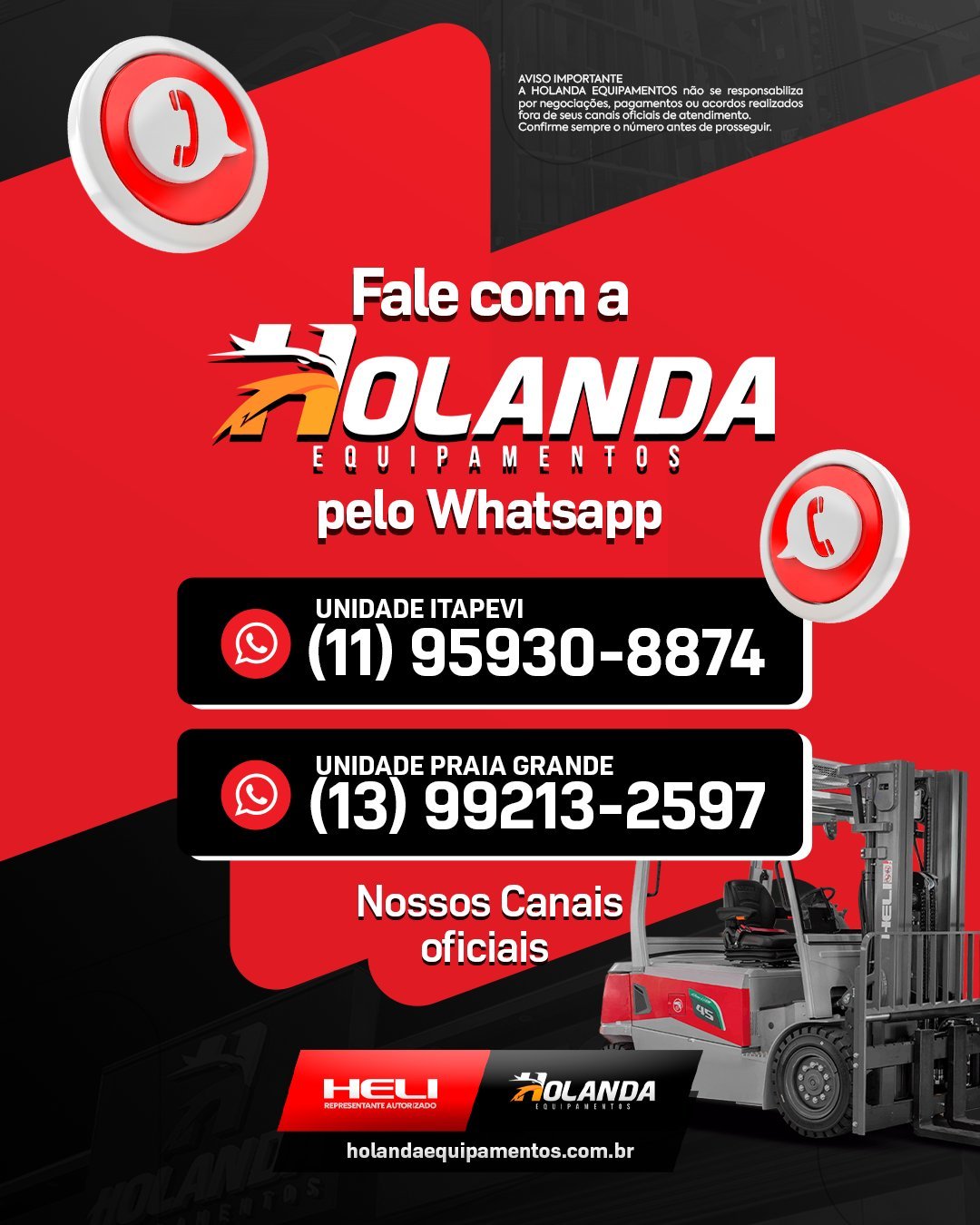 📲 Fale direto com a Holanda Equipamentos pelo WhatsApp oficial!